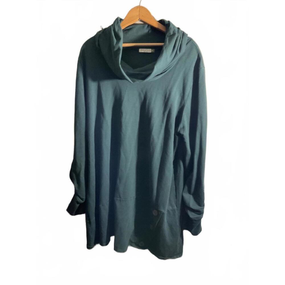 Chalet et ceci Cowl Neck Tunic In Evergreen XL